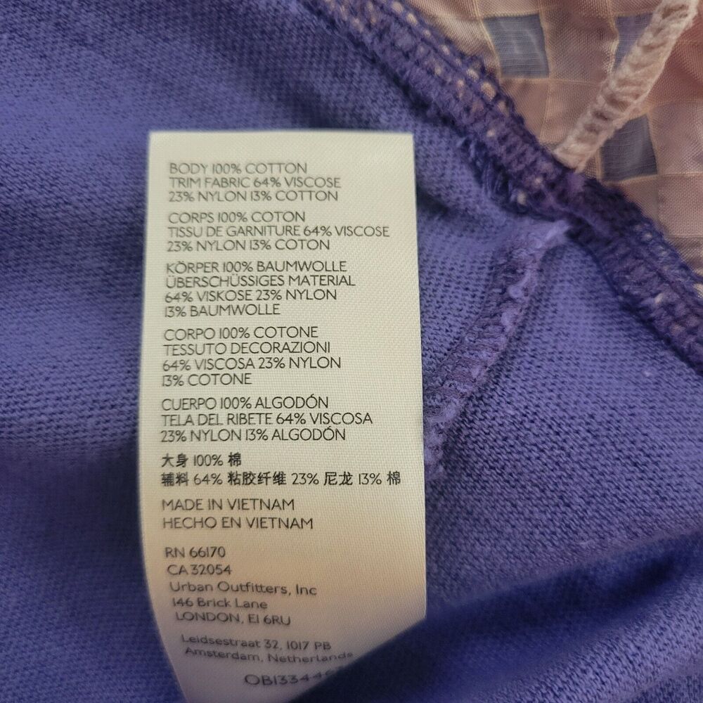 Free People Just Met Tee in‎ Sport Combo Purple Pink Ruffle Sleeves Small - Picture 12 of 14